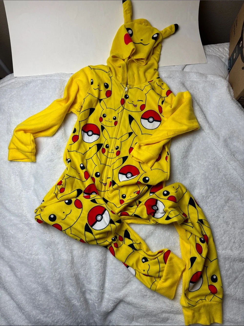 Pokemon Yellow Pikachu Allover Print Kids One-Piece Pajama | Little Boys Size 10